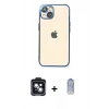 MARSİLYAN™- iPhone 14 Kılıf Vadi Minimal - Siyah Joko Magic 5D Cam + Siyah PVD Metal Kamera Lens