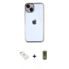 MARSİLYAN™- iPhone 14 Kılıf Vadi Minimal - Siyah Joko Magic 5D Hayalet Cam + Diamond Kamera Lens - PE