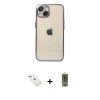 MARSİLYAN™- iPhone 14 Kılıf Vadi Minimal - Siyah Joko Magic 5D Hayalet Cam + Diamond Kamera Lens - PE