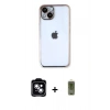 MARSİLYAN™- iPhone 14 Kılıf Vadi Minimal - Siyah Joko Magic 5D Hayalet Cam + PVD Metal Kamera Lens - MI