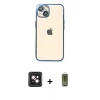 MARSİLYAN™- iPhone 14 Kılıf Vadi Minimal - Siyah Joko Magic 5D Hayalet Cam + PVD Metal Kamera Lens - PE