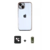 MARSİLYAN™- iPhone 14 Kılıf Vadi Minimal - Siyah Joko Magic 5D Hayalet Cam + PVD Metal Kamera Lens - PE