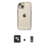 MARSİLYAN™- iPhone 14 Kılıf Vadi Minimal - Siyah Joko Magic 5D Hayalet Cam + PVD Metal Kamera Lens - PE