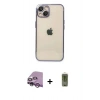 MARSİLYAN™- iPhone 14 Kılıf Vadi Minimal - Siyah Joko Magic 5D Hayalet Cam + Raze Metal Kamera Lens - MR