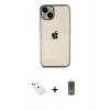 MARSİLYAN™- iPhone 14 Kılıf Vadi Minimal - Siyah Joko Magic 5D Hayalet Cam + Yeşil Diamond Kamera Lens