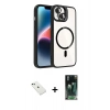 MARSİLYAN™- iPhone 14 Kılıf Yadigar Asil Koleksiyonu - Şeffaf 360 Full Body Arka Koruyucu + Diamond Kamera Lens - YL