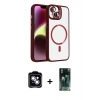 MARSİLYAN™- iPhone 14 Kılıf Yadigar Asil Koleksiyonu - Şeffaf 360 Full Body Arka Koruyucu + PVD Metal Kamera Lens - GS