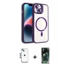 MARSİLYAN™- iPhone 14 Kılıf Yadigar Asil Koleksiyonu - Şeffaf 360 Full Body Arka Koruyucu + Shine Kamera Lens - MI