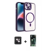 MARSİLYAN™- iPhone 14 Kılıf Yadigar Asil Koleksiyonu - Şeffaf 360 Full Body Arka Koruyucu + PVD Metal Kamera Lens - PE