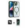 MARSİLYAN™- iPhone 14 Kılıf Yadigar Asil Koleksiyonu - Şeffaf 360 Full Body Arka Koruyucu + PVD Metal Kamera Lens - PE