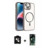 MARSİLYAN™- iPhone 14 Kılıf Yadigar Asil Koleksiyonu - Şeffaf 360 Full Body Arka Koruyucu + PVD Metal Kamera Lens - TU