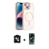MARSİLYAN™- iPhone 14 Kılıf Yadigar Asil Koleksiyonu - Şeffaf 360 Full Body Arka Koruyucu + PVD Metal Kamera Lens - TU