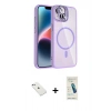 MARSİLYAN™- iPhone 14 Kılıf Yadigar Asil Koleksiyonu - Şeffaf Pasifik Cam Ekran Koruyucu + Diamond Kamera Lens - SABE
