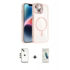 MARSİLYAN™- iPhone 14 Kılıf Yadigar Asil Koleksiyonu - Şeffaf Pasifik Cam Ekran Koruyucu + Shine Kamera Lens - GD