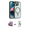 MARSİLYAN™- iPhone 14 Kılıf Yadigar Asil Koleksiyonu - Şeffaf Pasifik Cam Ekran Koruyucu + Raze Metal Kamera Lens - KI