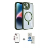 MARSİLYAN™- iPhone 14 Kılıf Yadigar Asil Koleksiyonu - Şeffaf Royal Nano Ekran Koruyucu + Shine Kamera Lens - KI