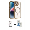 MARSİLYAN™- iPhone 14 Kılıf Yadigar Asil Koleksiyonu - Şeffaf Royal Nano Ekran Koruyucu + Shine Kamera Lens - KI