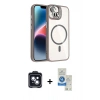 MARSİLYAN™- iPhone 14 Kılıf Yadigar Asil Koleksiyonu - Şeffaf Royal Nano Ekran Koruyucu + PVD Metal Kamera Lens - SH