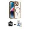 MARSİLYAN™- iPhone 14 Kılıf Yadigar Asil Koleksiyonu - Şeffaf Royal Nano Ekran Koruyucu + PVD Metal Kamera Lens - TU