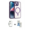 MARSİLYAN™- iPhone 14 Kılıf Yadigar Asil Koleksiyonu - Şeffaf Royal Nano Ekran Koruyucu + Shine Kamera Lens - YL