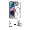 MARSİLYAN™- iPhone 14 Kılıf Yadigar Asil Koleksiyonu - Şeffaf Royal Nano Ekran Koruyucu + Shine Kamera Lens - YL