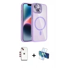 MARSİLYAN™- iPhone 14 Kılıf Yadigar Asil Koleksiyonu - Siyah 3D Antistatik Cam Ekran Koruyucu + Shine Kamera Lens - KI