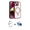 MARSİLYAN™- iPhone 14 Kılıf Yadigar Asil Koleksiyonu - Siyah 3D Antistatik Cam Ekran Koruyucu + Shine Kamera Lens - MI