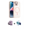 MARSİLYAN™- iPhone 14 Kılıf Yadigar Asil Koleksiyonu - Siyah 3D Antistatik Cam Ekran Koruyucu + Raze Metal Kamera Lens - MR