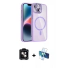 MARSİLYAN™- iPhone 14 Kılıf Yadigar Asil Koleksiyonu - Siyah 3D Antistatik Cam Ekran Koruyucu + PVD Metal Kamera Lens - TU