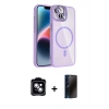 MARSİLYAN™- iPhone 14 Kılıf Yadigar Asil Koleksiyonu - Siyah 3D Antistatik Hayalet Cam Ekran Koruyucu + PVD Metal Kamera Lens - MI
