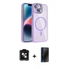 MARSİLYAN™- iPhone 14 Kılıf Yadigar Asil Koleksiyonu - Siyah 3D Antistatik Hayalet Cam Ekran Koruyucu + PVD Metal Kamera Lens - TU