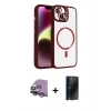 MARSİLYAN™- iPhone 14 Kılıf Yadigar Asil Koleksiyonu - Siyah 3D Antistatik Hayalet Cam Ekran Koruyucu + Raze Metal Kamera Lens - GS