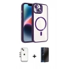 MARSİLYAN™- iPhone 14 Kılıf Yadigar Asil Koleksiyonu - Siyah 3D Antistatik Hayalet Cam Ekran Koruyucu + Shine Kamera Lens - GI