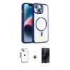MARSİLYAN™- iPhone 14 Kılıf Yadigar Asil Koleksiyonu - Siyah 3D Antistatik Hayalet Cam Ekran Koruyucu + Shine Kamera Lens - GS