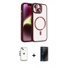 MARSİLYAN™- iPhone 14 Kılıf Yadigar Asil Koleksiyonu - Siyah 3D Antistatik Hayalet Cam Ekran Koruyucu + Shine Kamera Lens - GS