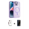 MARSİLYAN™- iPhone 14 Kılıf Yadigar Asil Koleksiyonu - Siyah 3D Antistatik Hayalet Cam Ekran Koruyucu + Shine Kamera Lens - KI