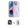 MARSİLYAN™- iPhone 14 Kılıf Yadigar Asil Koleksiyonu - Siyah Bilvis 3D Cam Ekran Koruyucu + PVD Metal Kamera Lens - GS