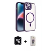 MARSİLYAN™- iPhone 14 Kılıf Yadigar Asil Koleksiyonu - Siyah Bilvis 3D Cam Ekran Koruyucu + PVD Metal Kamera Lens - GS