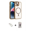 MARSİLYAN™- iPhone 14 Kılıf Yadigar Asil Koleksiyonu - Siyah Bilvis 3D Cam Ekran Koruyucu + Diamond Kamera Lens - KI