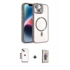 MARSİLYAN™- iPhone 14 Kılıf Yadigar Asil Koleksiyonu - Siyah Bilvis 3D Cam Ekran Koruyucu + Shine Kamera Lens - KI