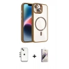 MARSİLYAN™- iPhone 14 Kılıf Yadigar Asil Koleksiyonu - Siyah Bilvis 3D Mat Cam Ekran Koruyucu + Shine Kamera Lens - GI