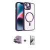 MARSİLYAN™- iPhone 14 Kılıf Yadigar Asil Koleksiyonu - Siyah Bilvis 3D Mat Cam Ekran Koruyucu + Raze Metal Kamera Lens - GS