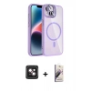 MARSİLYAN™- iPhone 14 Kılıf Yadigar Asil Koleksiyonu - Siyah Bilvis 3D Mat Cam Ekran Koruyucu + PVD Metal Kamera Lens - PE