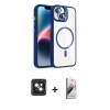 MARSİLYAN™- iPhone 14 Kılıf Yadigar Asil Koleksiyonu - Siyah Bilvis 3D Mat Cam Ekran Koruyucu + PVD Metal Kamera Lens - PE