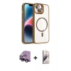 MARSİLYAN™- iPhone 14 Kılıf Yadigar Asil Koleksiyonu - Siyah Bilvis 3D Mat Cam Ekran Koruyucu + Raze Metal Kamera Lens - SH