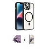 MARSİLYAN™- iPhone 14 Kılıf Yadigar Asil Koleksiyonu - Siyah Bilvis 3D Mat Cam Ekran Koruyucu + Raze Metal Kamera Lens - SH
