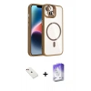 MARSİLYAN™- iPhone 14 Kılıf Yadigar Asil Koleksiyonu - Siyah Bilvis 5in1 3D Magic Cam Ekran Koruyucu + Diamond Kamera Lens - KI