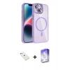 MARSİLYAN™- iPhone 14 Kılıf Yadigar Asil Koleksiyonu - Siyah Bilvis 5in1 3D Magic Cam Ekran Koruyucu + Diamond Kamera Lens - PE