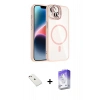 MARSİLYAN™- iPhone 14 Kılıf Yadigar Asil Koleksiyonu - Siyah Bilvis 5in1 3D Magic Cam Ekran Koruyucu + Diamond Kamera Lens - PE