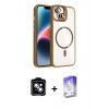 MARSİLYAN™- iPhone 14 Kılıf Yadigar Asil Koleksiyonu - Siyah Bilvis 5in1 3D Magic Cam Ekran Koruyucu + PVD Metal Kamera Lens - MI
